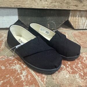 TOMS Kids Black Slip-On Moccasins